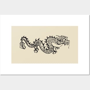 Dragon Flying in the Sky (Black) Posters and Art